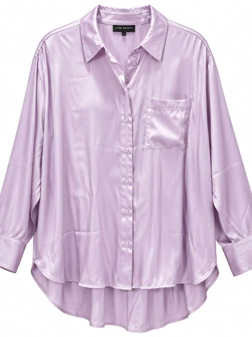 Lane Bryant Lilac Satin Button-Front Blouse